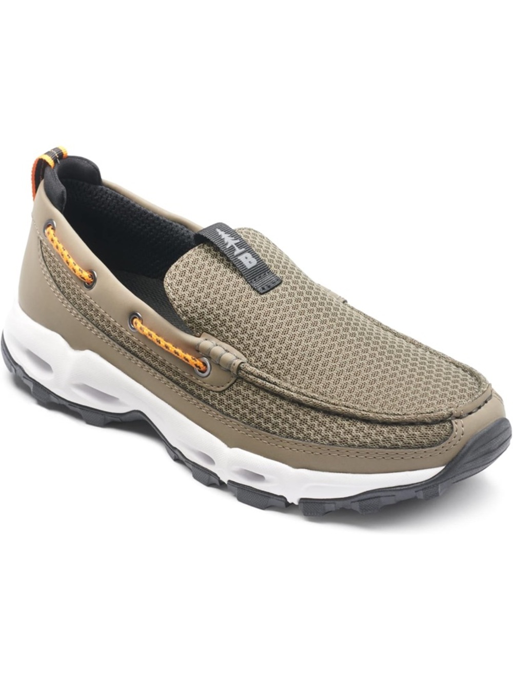 Bass Outdoor Men's Slip-On Athletic Loafer in Olive with Orange Trim
